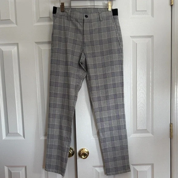 Zara Men's Gray Checkered Dress Pants - Picture 1 of 4